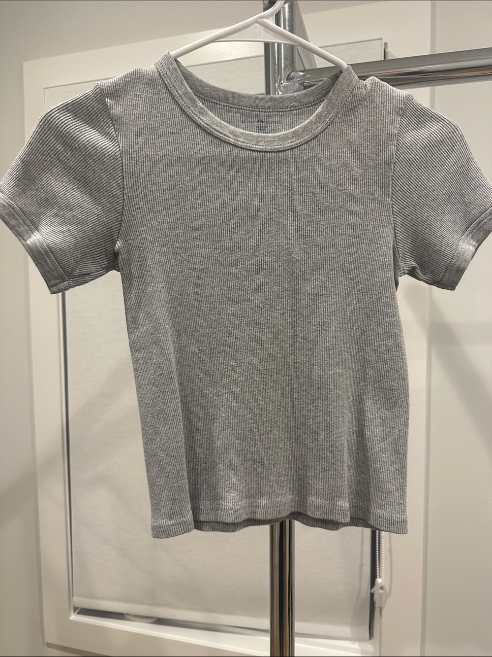 Woman’s Short Sleeve Ribbed Tee - Gray brandy melville